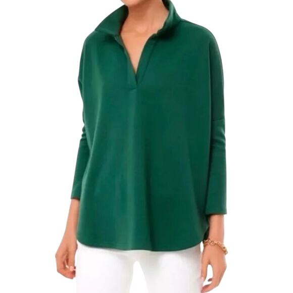 Tuckernuck Pomander Place Easy Polo Sweatshirt Size XS S Green Oversized Preppy - Picture 1 of 8